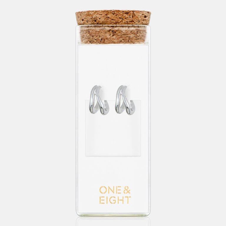 One & Eight Duo Huggies Earrings - Silver - Simply Rye