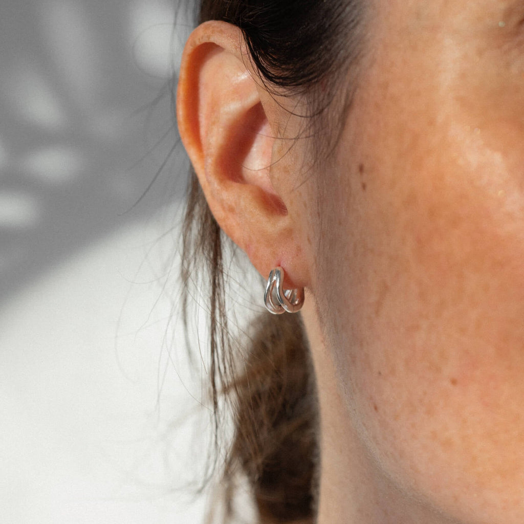 One & Eight Duo Huggies Earrings - Silver - Simply Rye