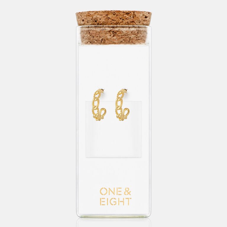 One & Eight Link Hoop Earrings - Gold - Simply Rye