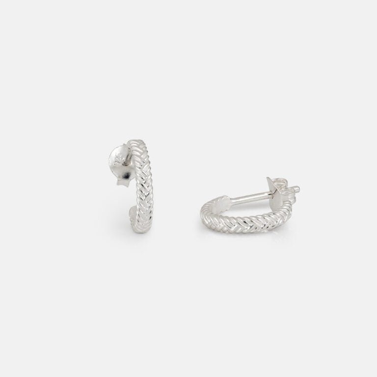 One & Eight Plait Hoop Earrings - Silver - Simply Rye