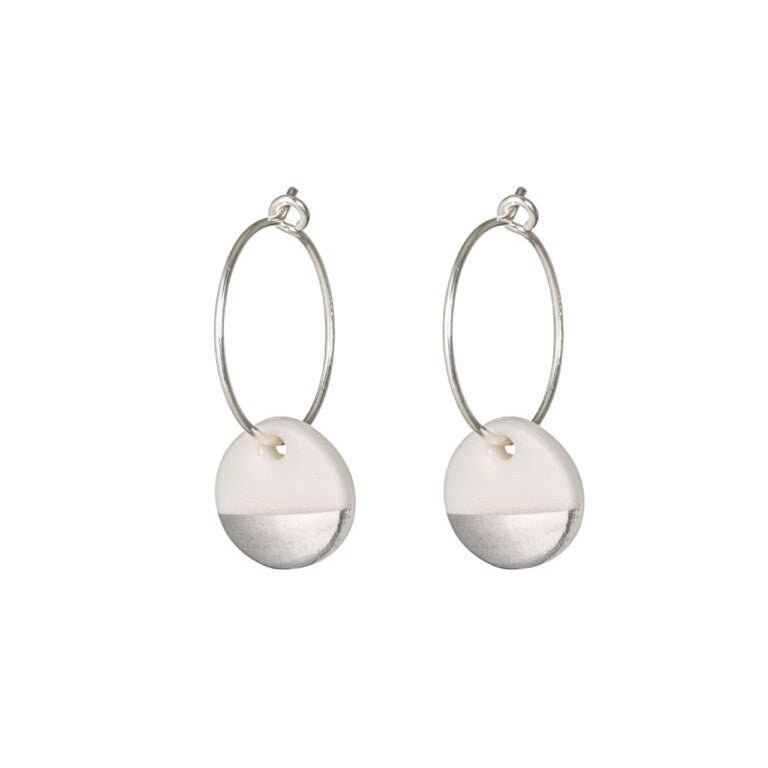 One & Eight Porcelain Silver Dipped Earrings - Simply Rye