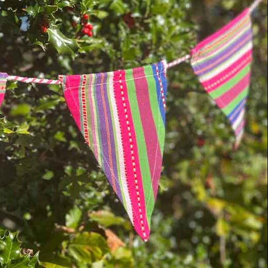 Pink & Green Striped Bunting - Simply Rye