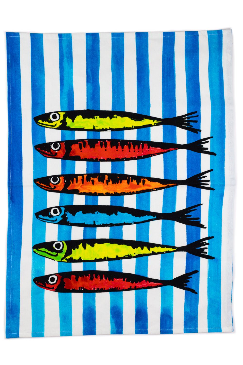 Rainbow Sardines Blue Tea Towel - Simply Rye