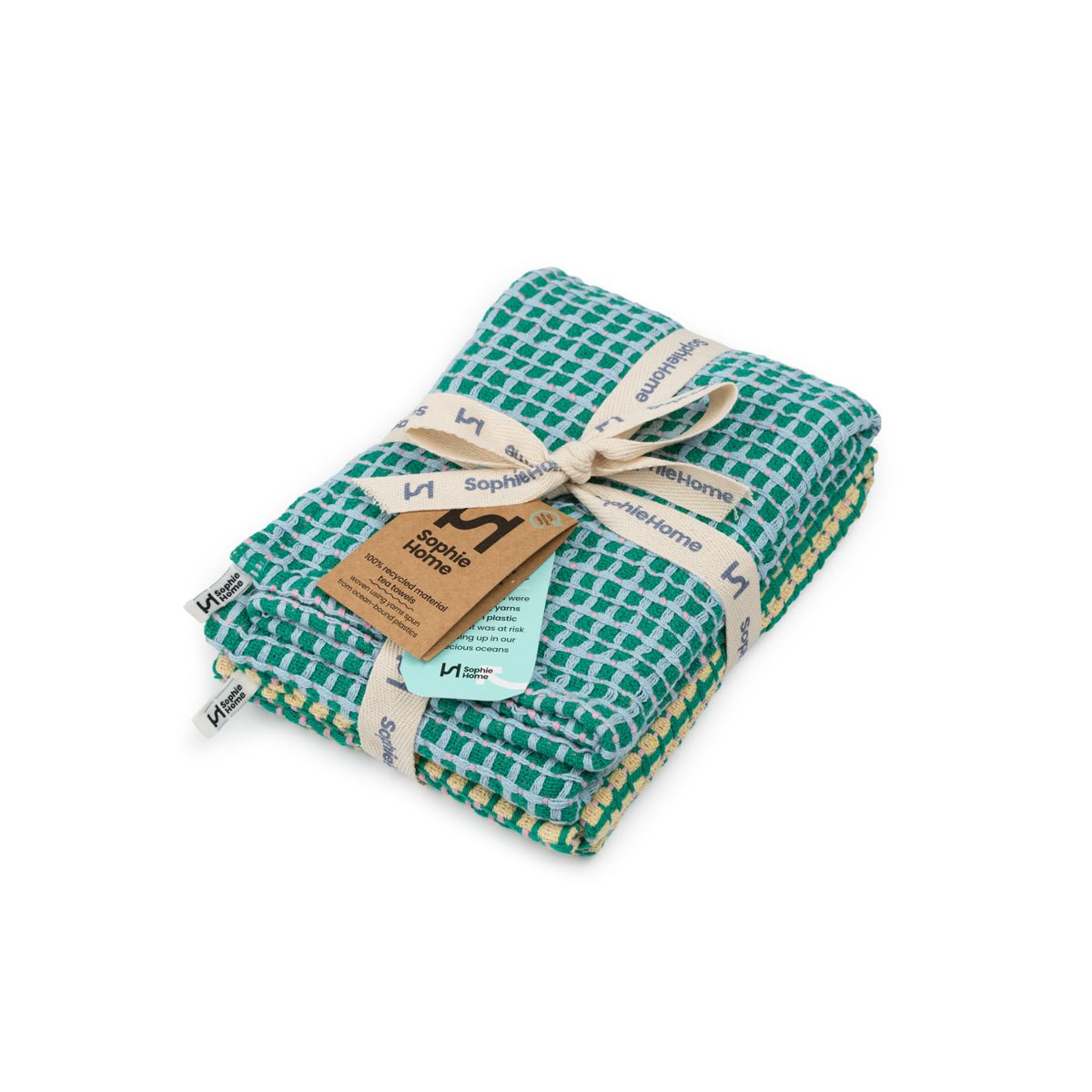 Recycled Woven Tea Towels (Pack of Two) - Yellow & Green - Simply Rye