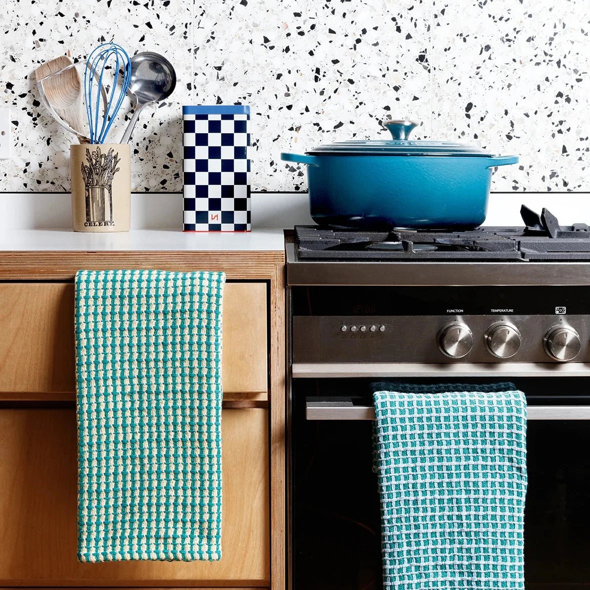 Recycled Woven Tea Towels (Pack of Two) - Yellow & Green - Simply Rye