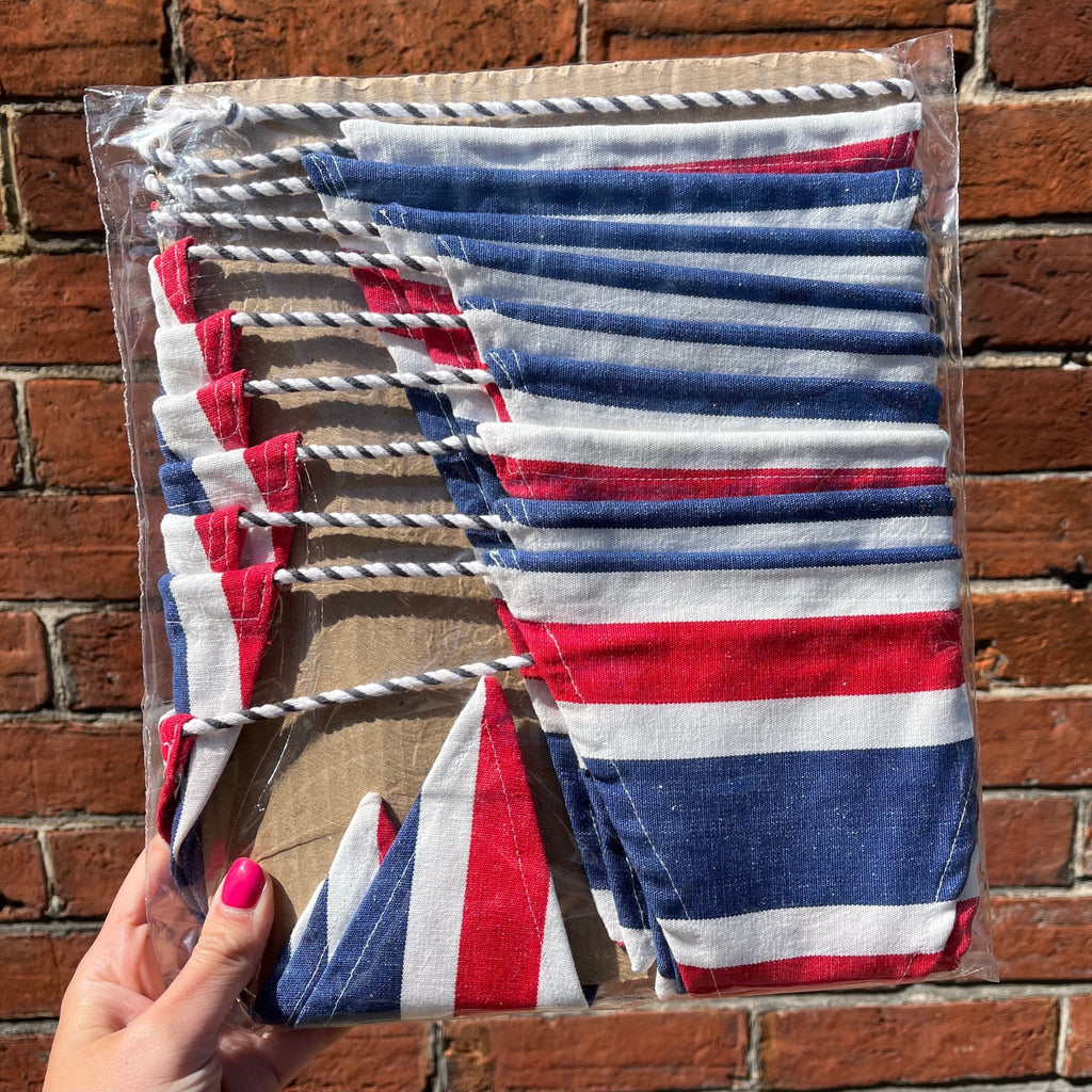Red, White and Blue Striped Fabric Bunting - Simply Rye