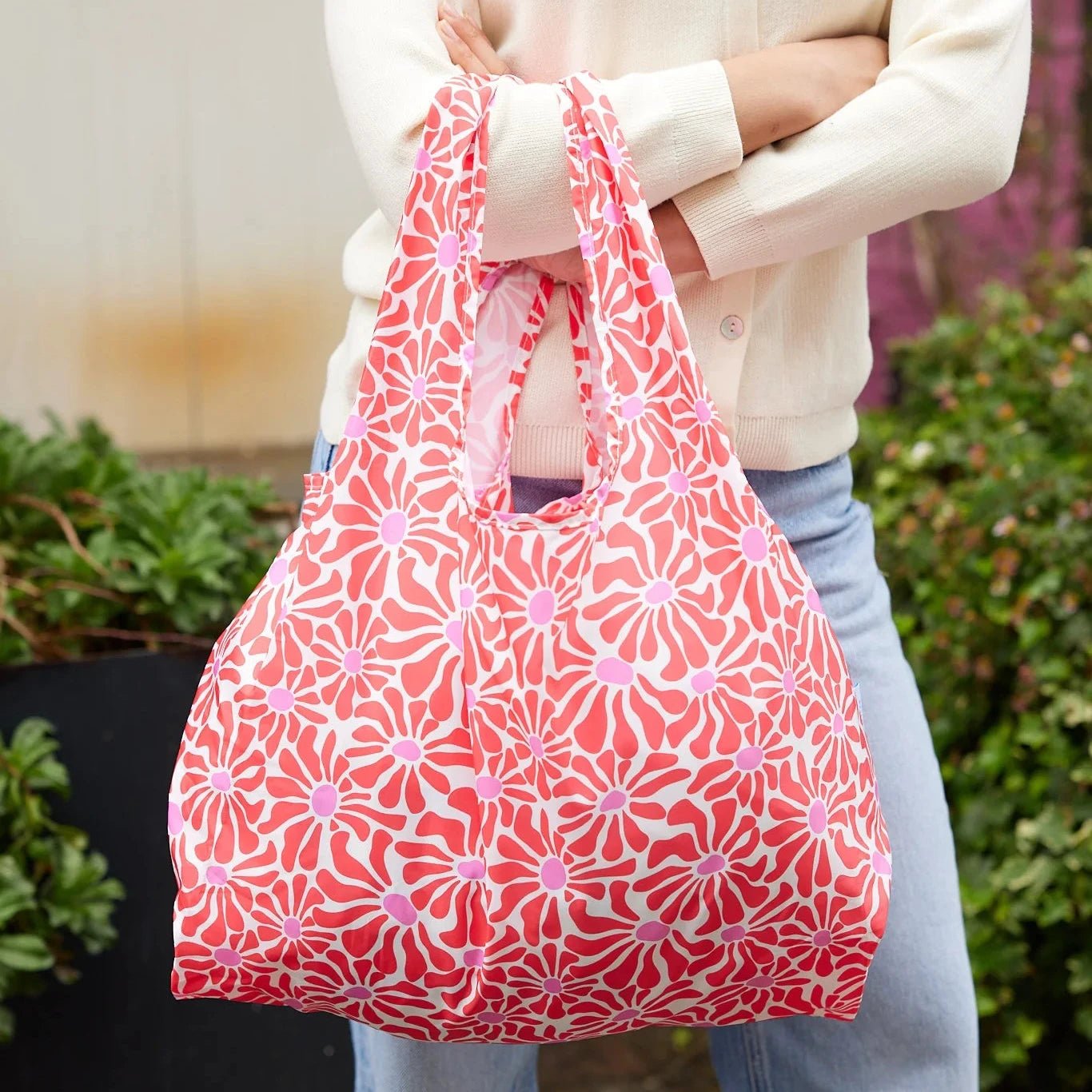 Reusable Bag - Abstract Flowers Red - Simply Rye
