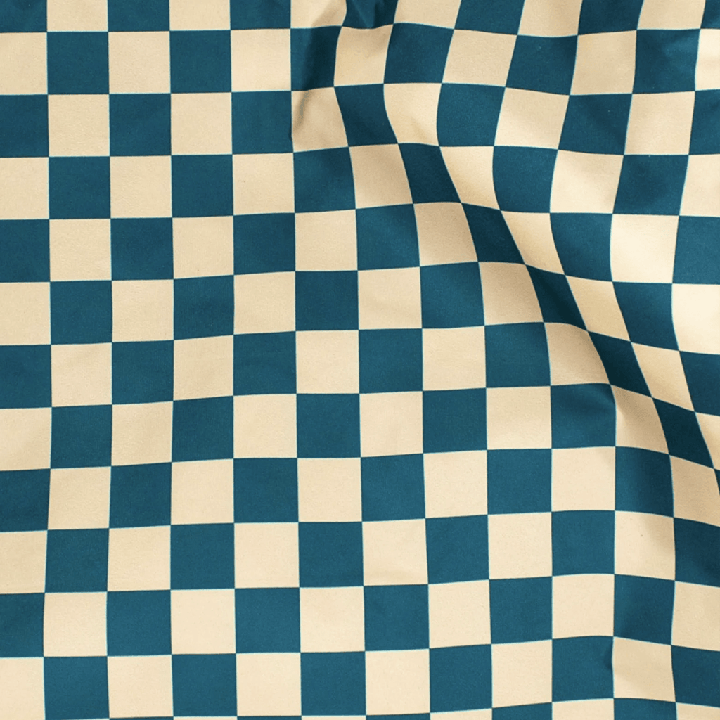 Reusable Bag - Checkerboard Teal/Beige - Simply Rye