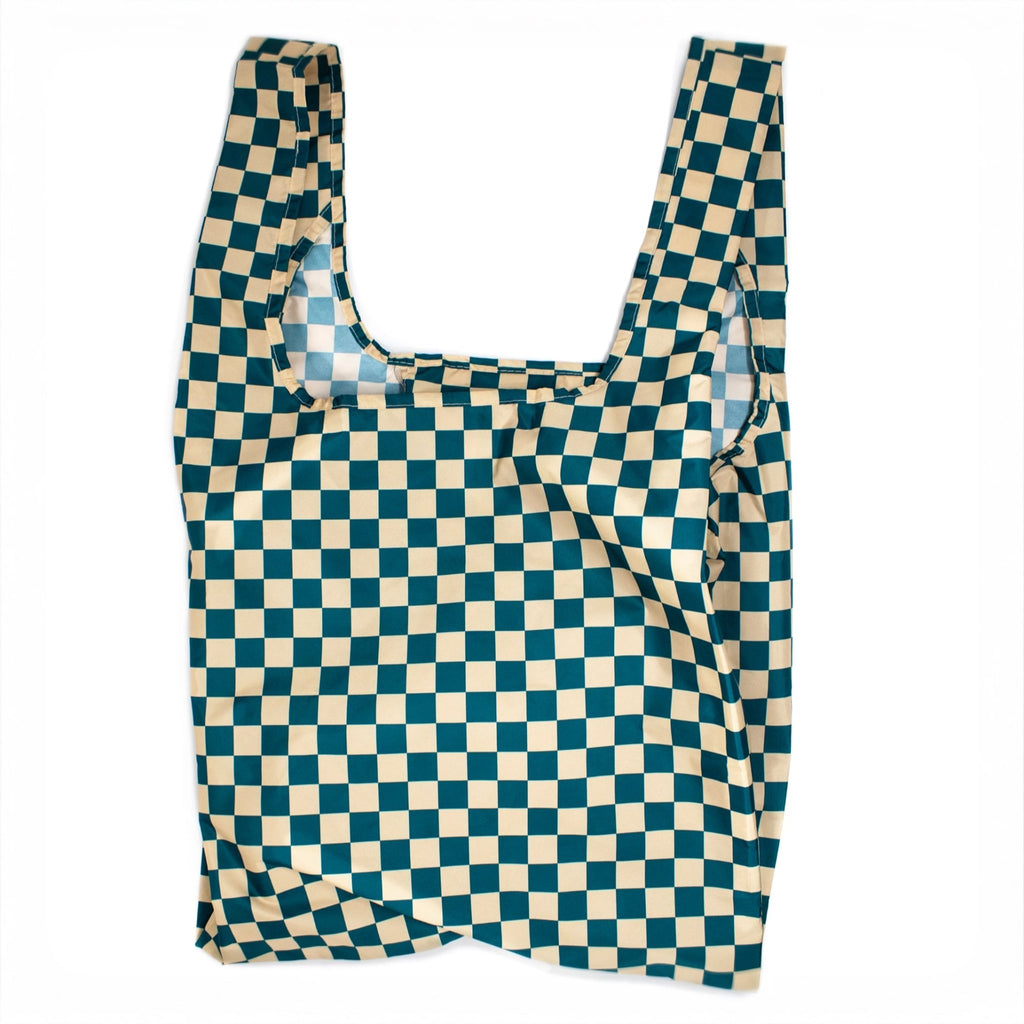 Reusable Bag - Checkerboard Teal/Beige - Simply Rye