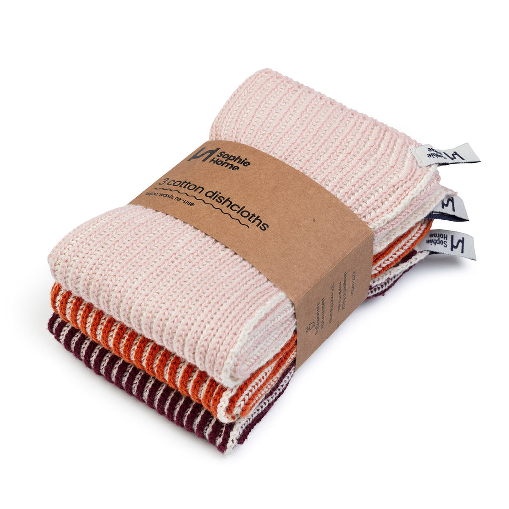 Reusable Ribbed Dishcloths - Orange - Simply Rye