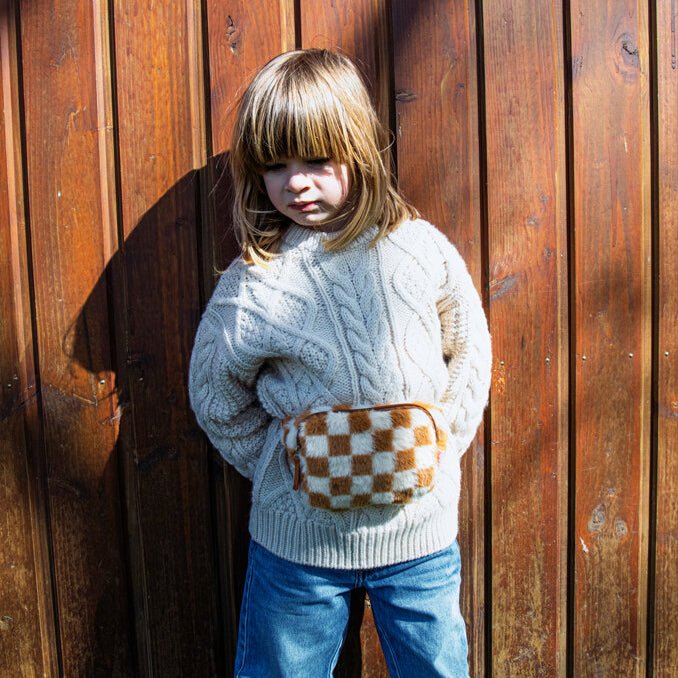 Rockahula Toffee Check Furry Bum Bag - Simply Rye