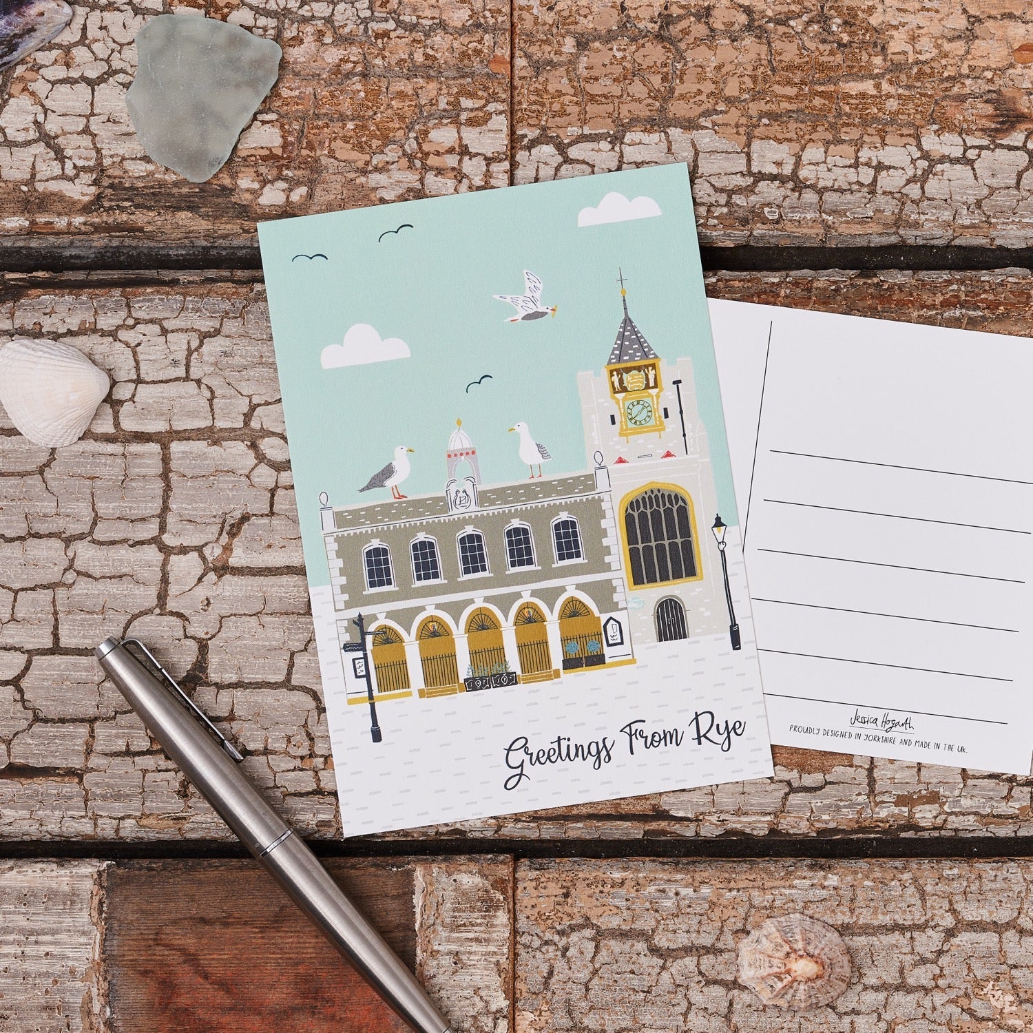 Rye Town Hall and Church Postcard - Simply Rye