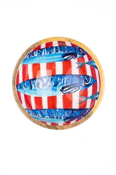 Sardines on Red Stripe Dip Bowl - Simply Rye