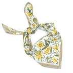 Satin Square Scarf - Green Doodle Flowers - Simply Rye