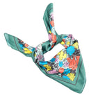Satin Square Scarf - Green/Navy Floral - Simply Rye