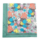 Satin Square Scarf - Green/Navy Floral - Simply Rye