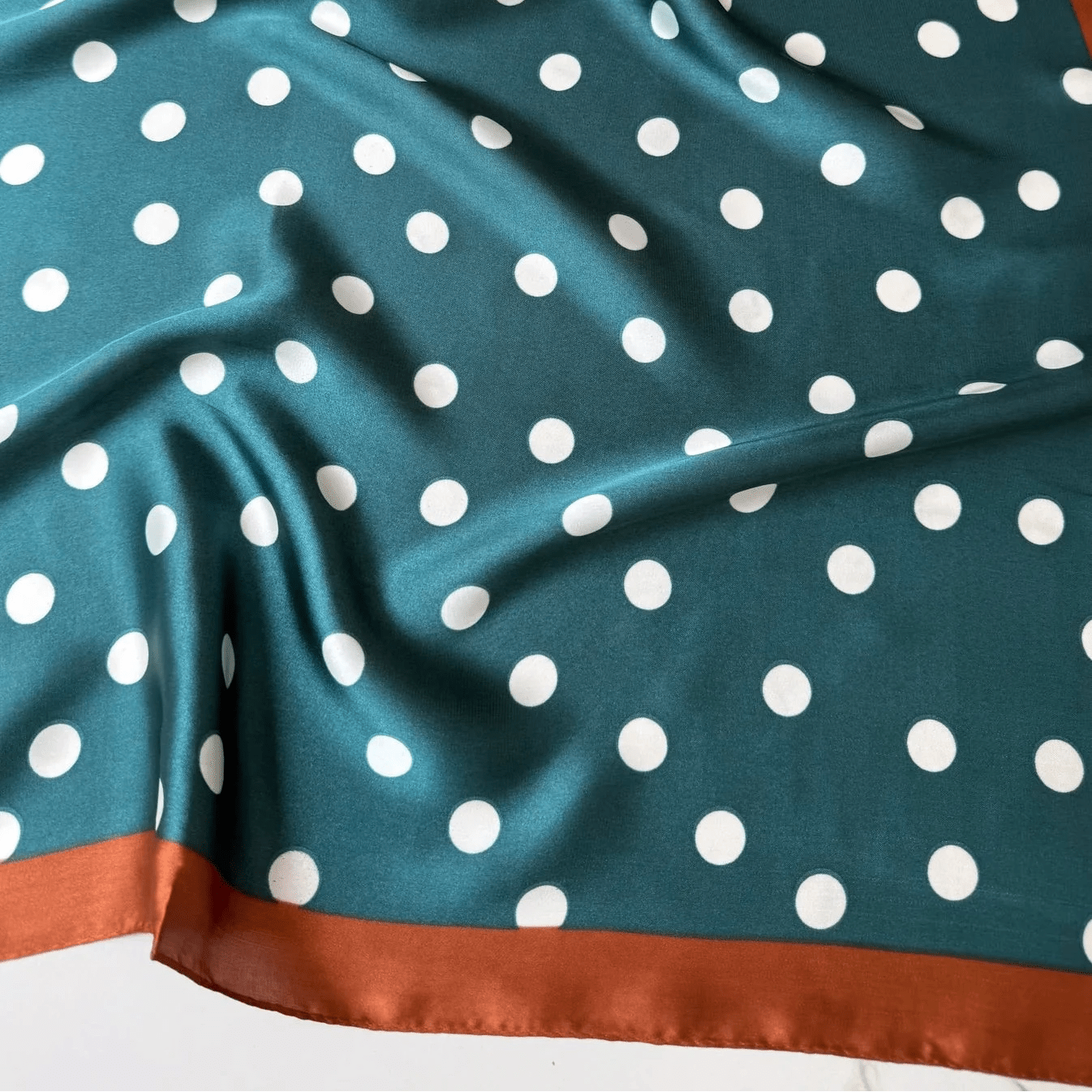 Satin Square Vilja Scarf - Green Dots - Simply Rye