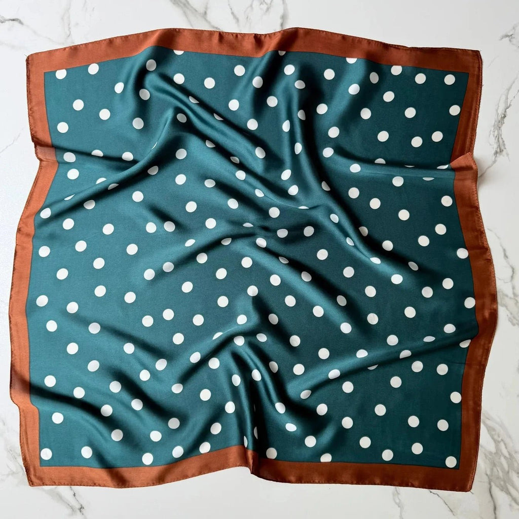 Satin Square Vilja Scarf - Green Dots - Simply Rye