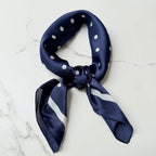 Satin Square Vilja Scarf - Navy Dots - Simply Rye