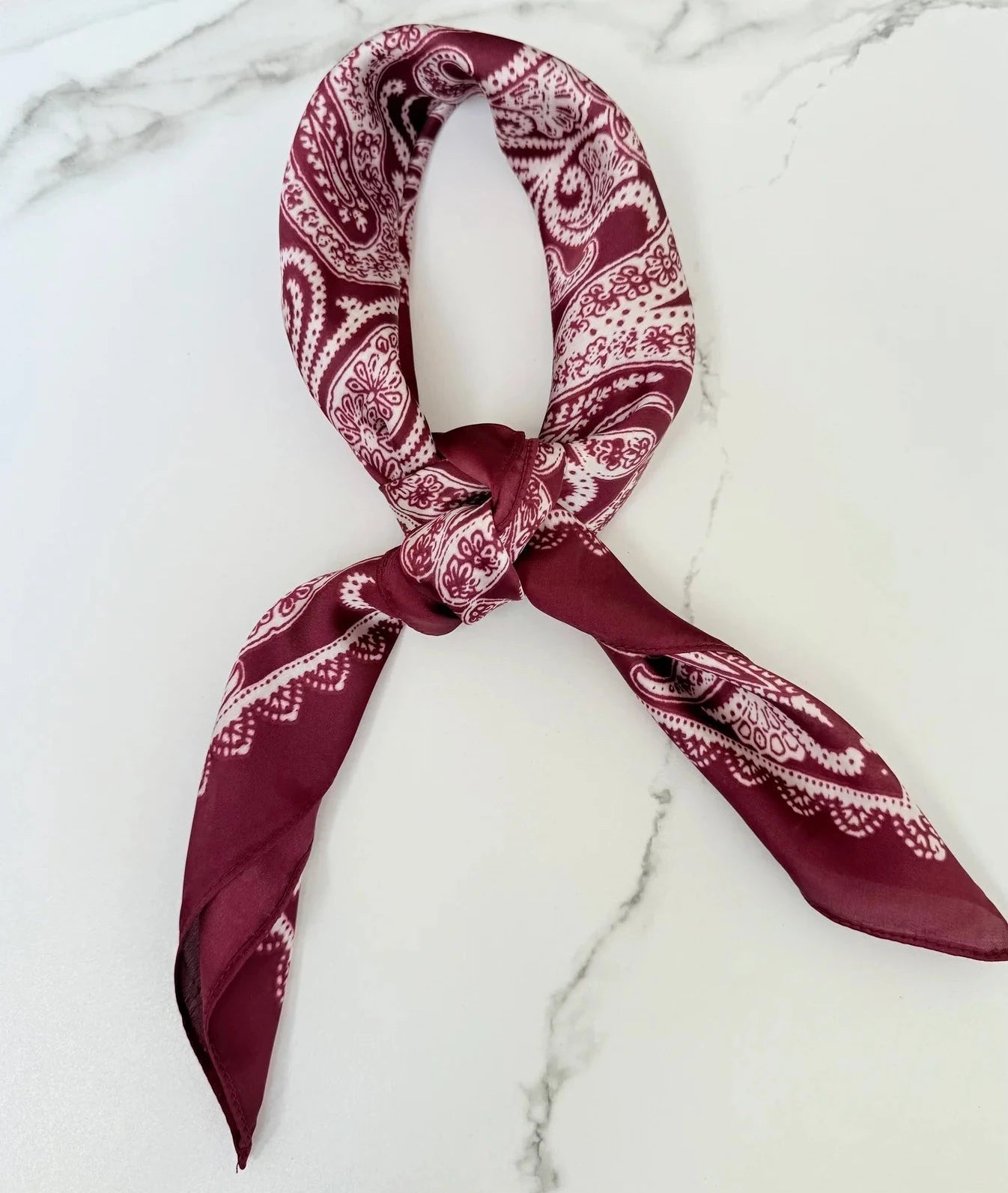 Satin Square Vilja Scarf - Paisley Bordeaux - Simply Rye