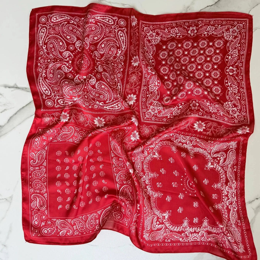 Satin Square Vilja Scarf - Red Bandana - Simply Rye