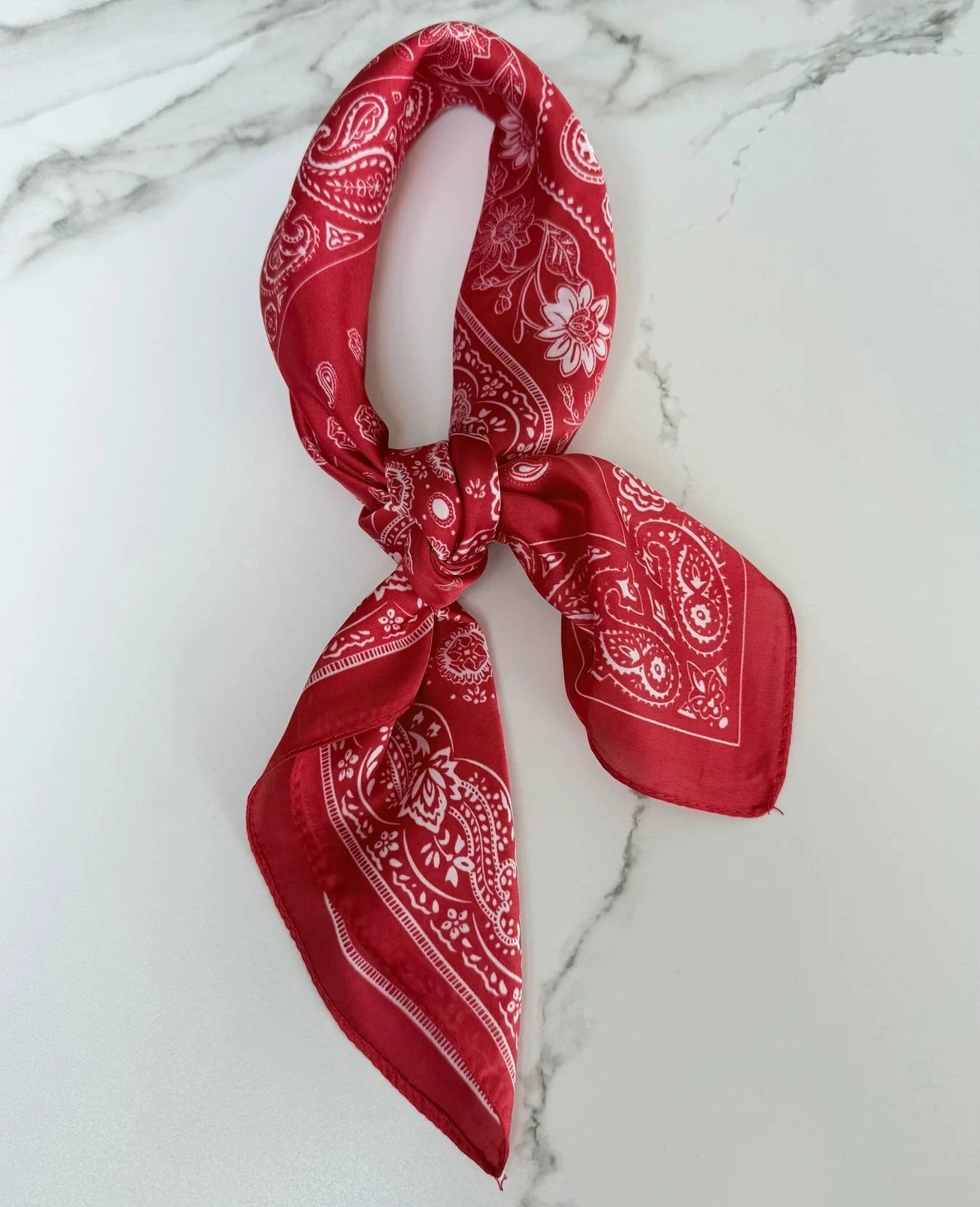Satin Square Vilja Scarf - Red Bandana - Simply Rye