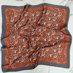 Satin Square Vilja Scarf - Rust Paisley - Simply Rye