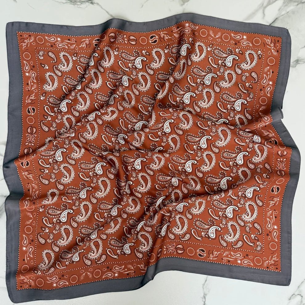 Satin Square Vilja Scarf - Rust Paisley - Simply Rye