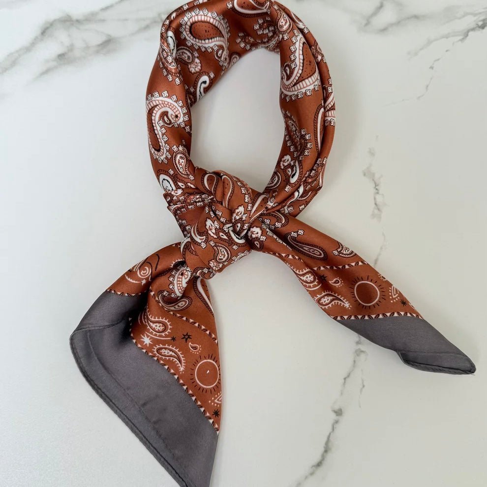 Satin Square Vilja Scarf - Rust Paisley - Simply Rye
