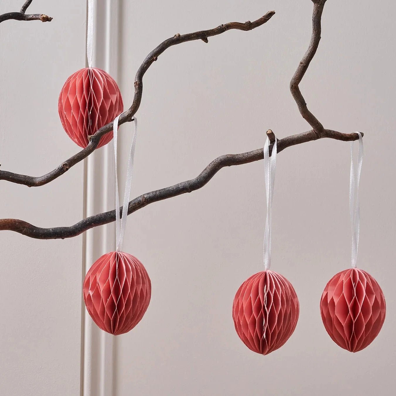 Set of 4 Hanging Paper Easter Eggs - Pink - Simply Rye