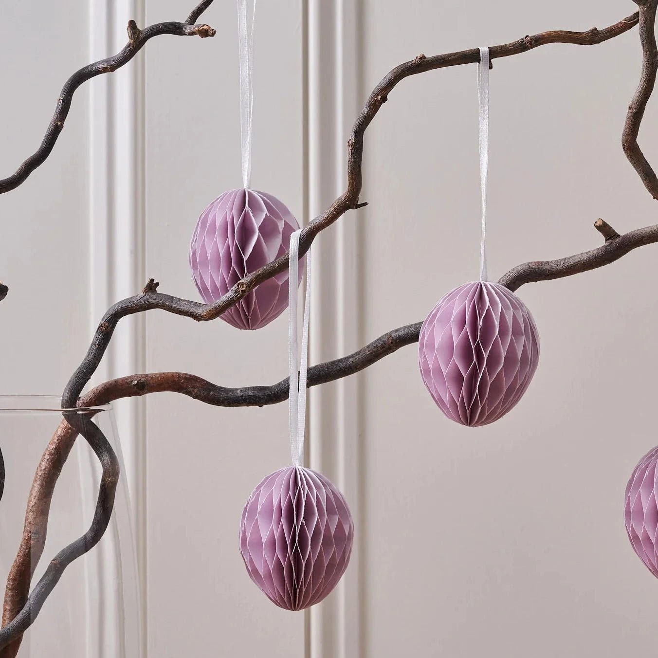 Set of 4 Hanging Paper Easter Eggs - Purple - Simply Rye