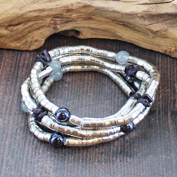 Set of 5 Snake Bracelets with Beads - Simply Rye