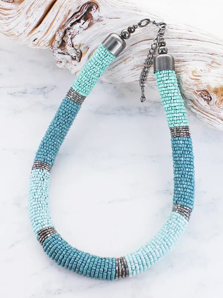 Short Beaded Necklace - Turquoise - Simply Rye