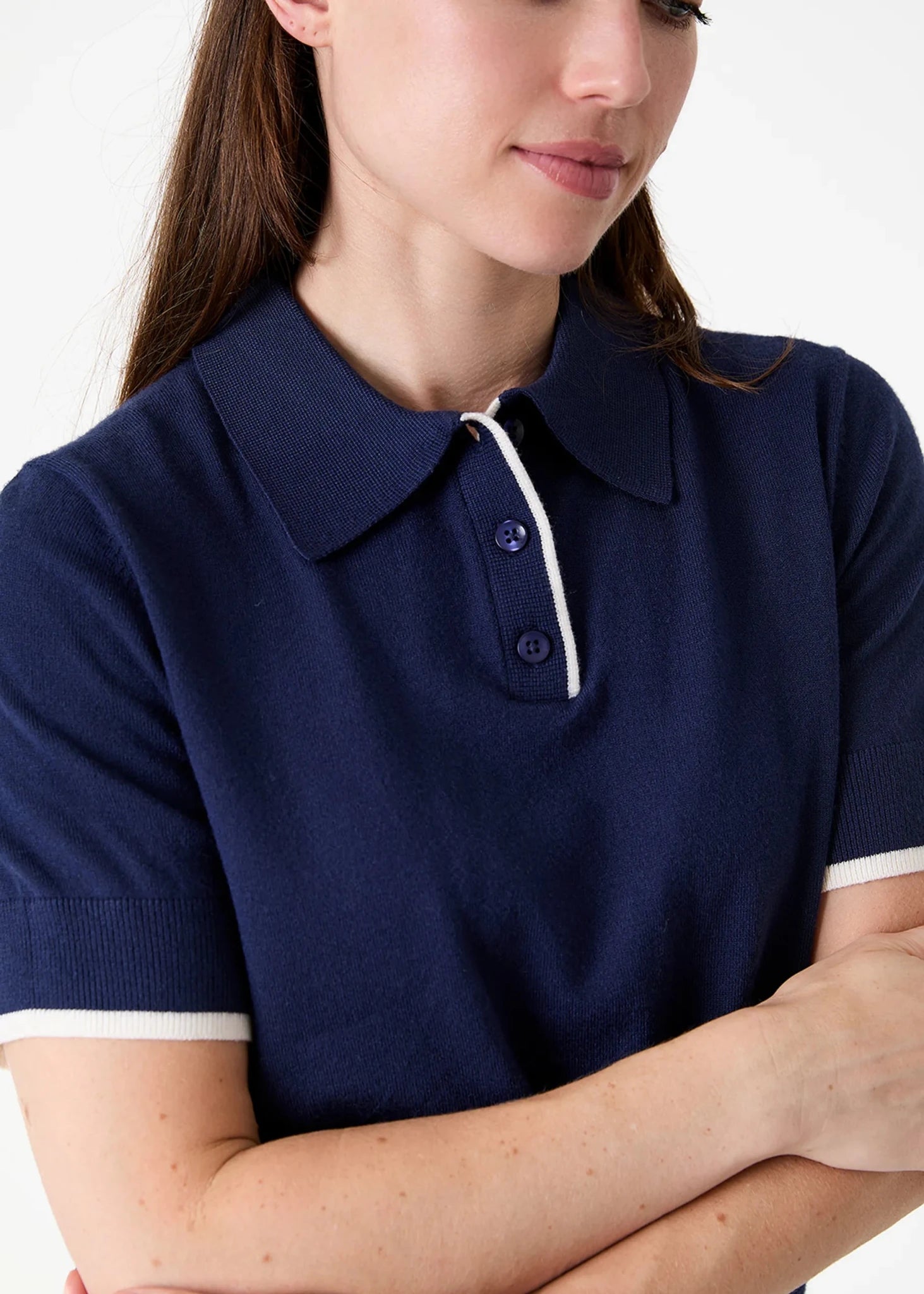 Short Sleeve Knitted Polo Shirt - Navy - Simply Rye