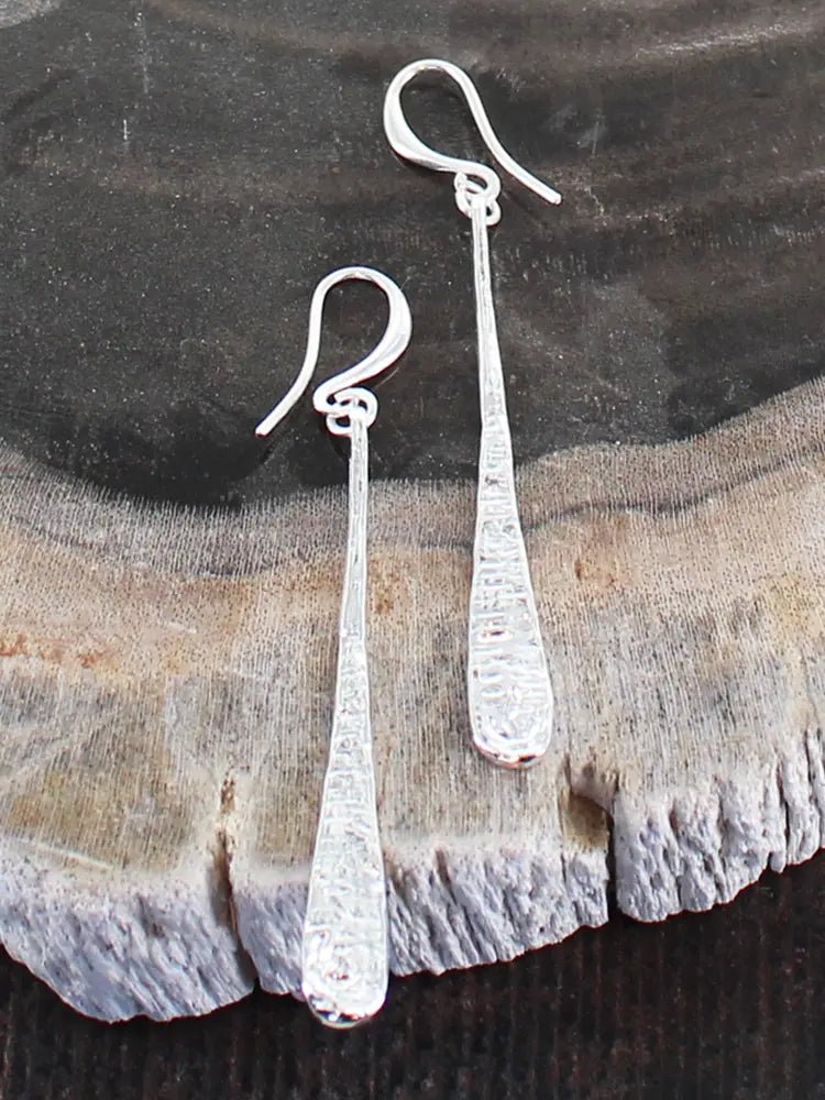 Silver Plated Beaten Teardrop Earrings - Simply Rye