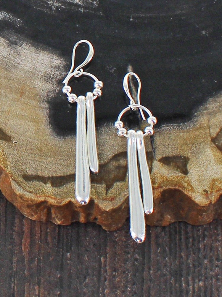 Silver Plated Double Drop Earrings - Simply Rye
