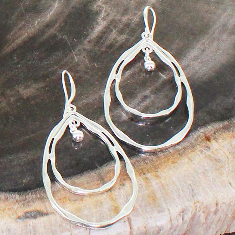 Silver Plated Double Ring Earrings - Simply Rye