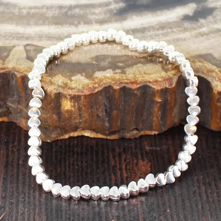 Silver Plated Elasticated Hearts Bracelet - Simply Rye