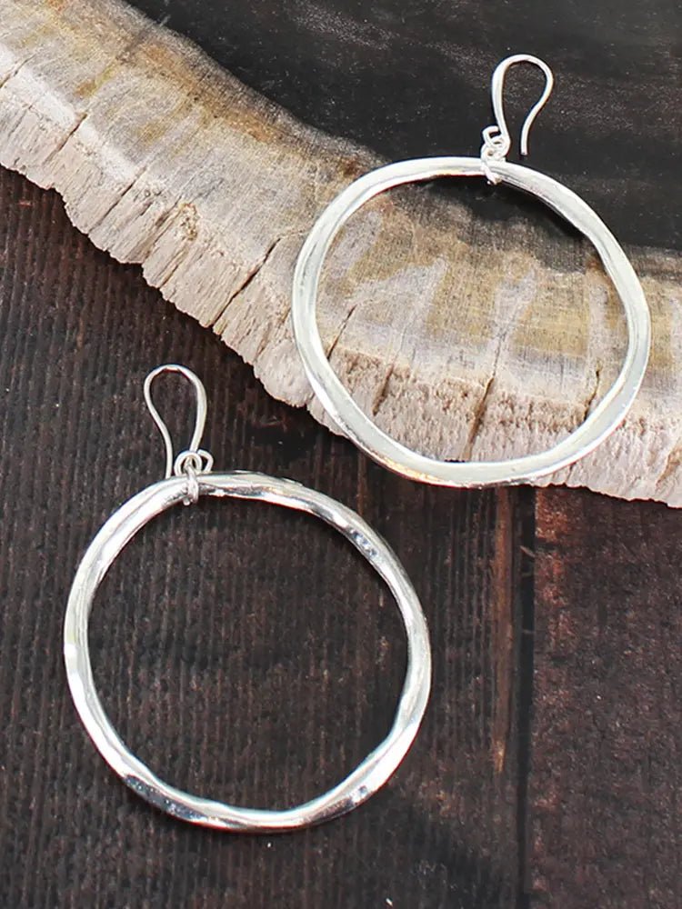 Silver Plated Large Ring Earrings - Simply Rye