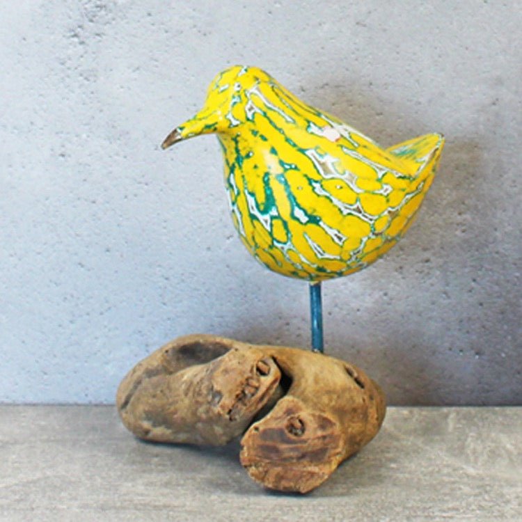 Single Yellow Bird on Driftwood - Simply Rye