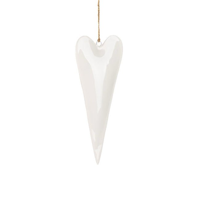 Slim White Heart Decoration - Simply Rye