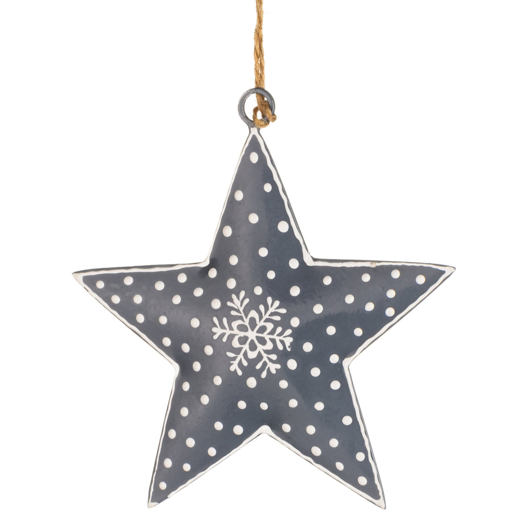 Snowflake Star Decoration - Red/Grey - Simply Rye