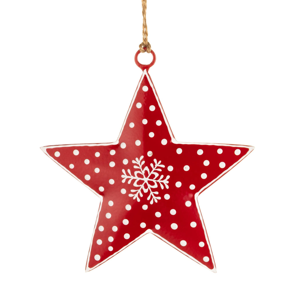 Snowflake Star Decoration - Red/Grey - Simply Rye