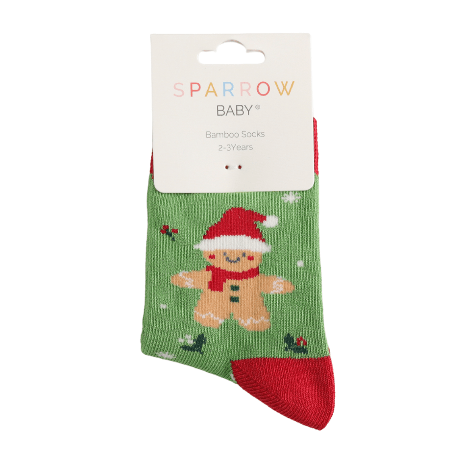 Sparrow Baby Gingerbread Christmas Socks - Green - Simply Rye