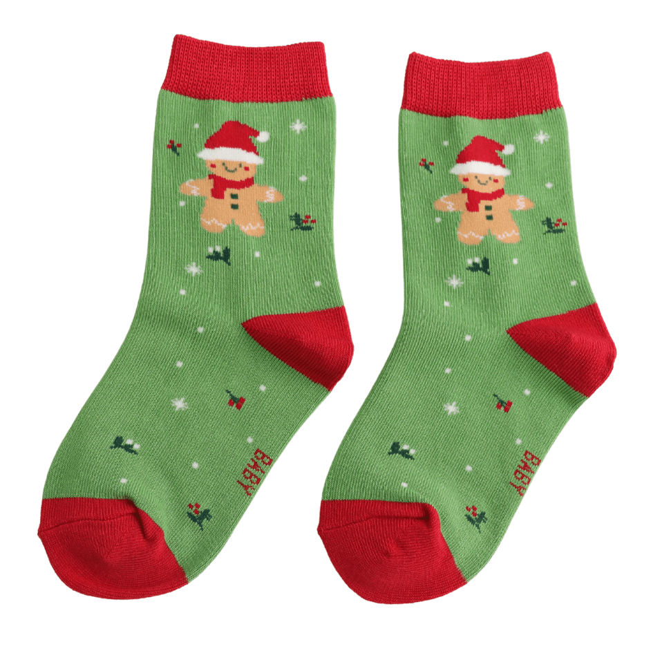 Sparrow Baby Gingerbread Christmas Socks - Green - Simply Rye