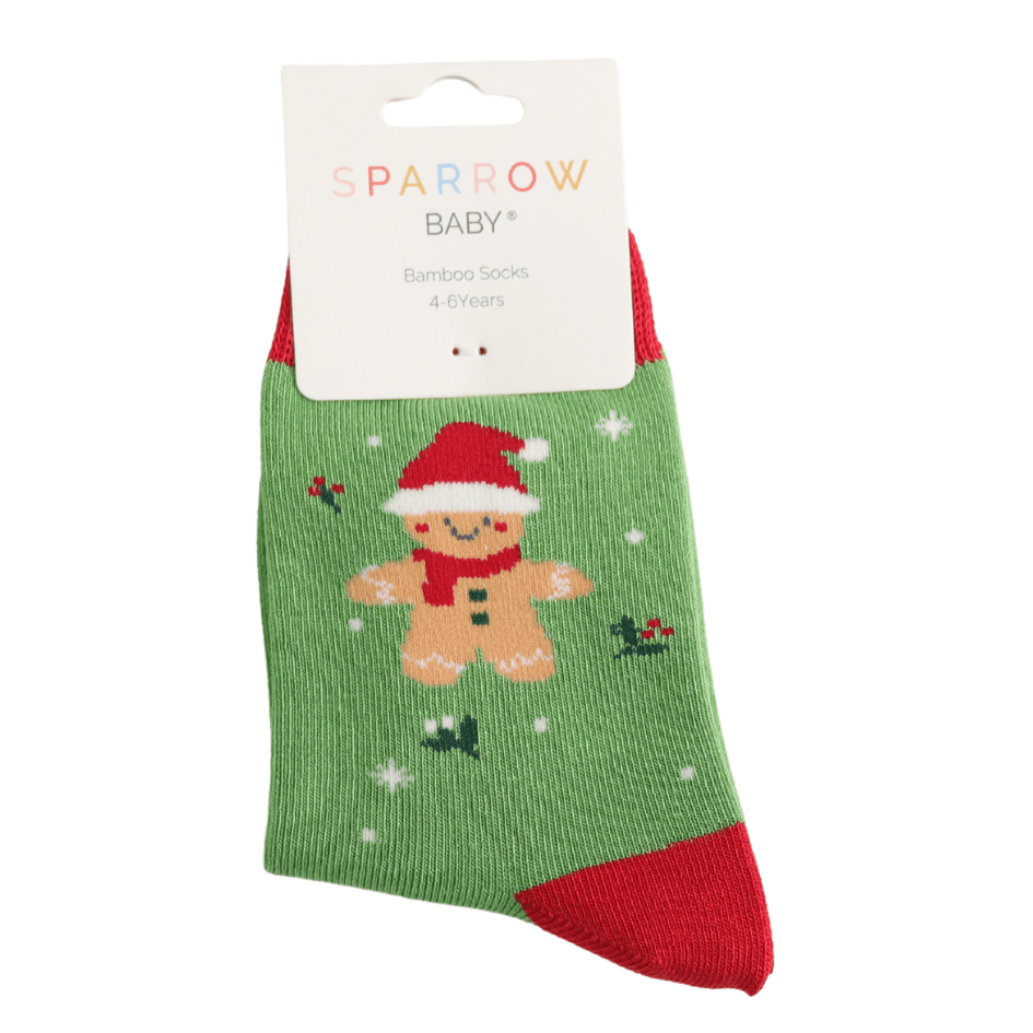 Sparrow Baby Gingerbread Christmas Socks - Green - Simply Rye