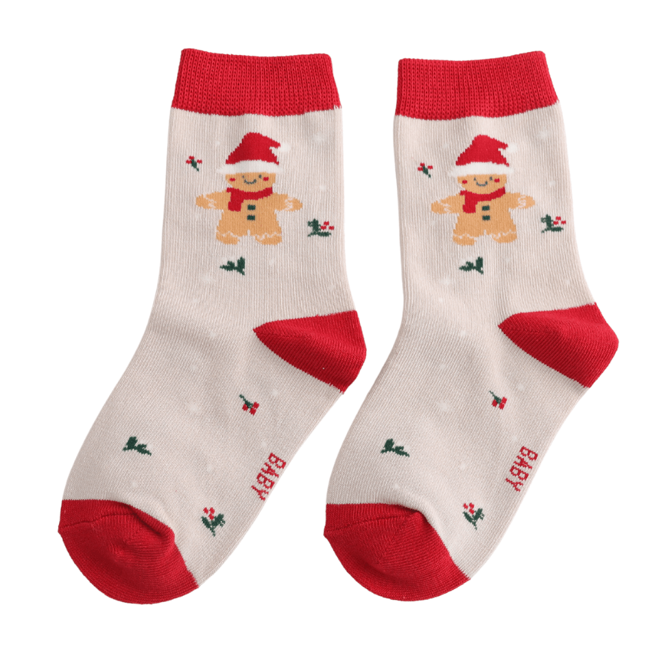 Sparrow Baby Gingerbread Christmas Socks - Silver - Simply Rye