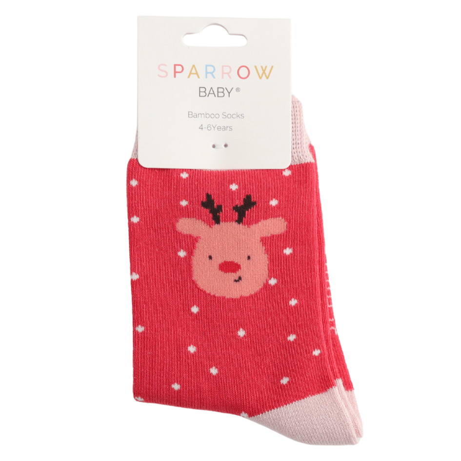 Sparrow Baby Red Reindeer Socks - Simply Rye
