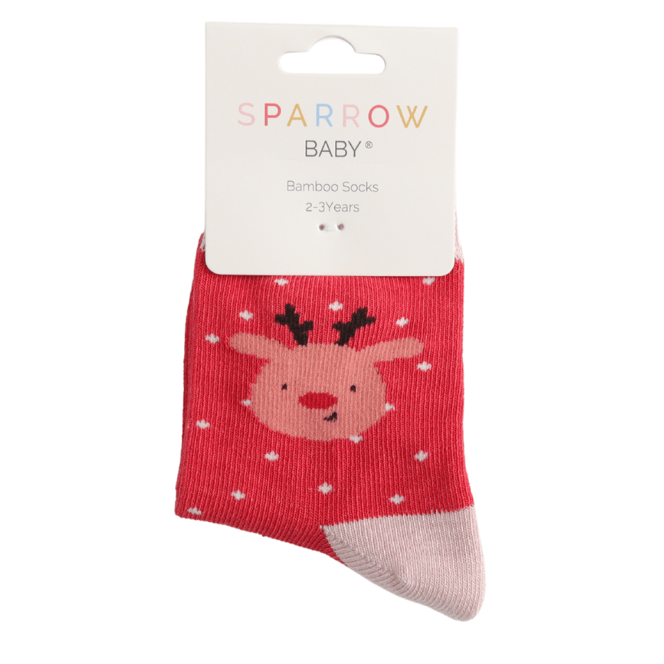Sparrow Baby Red Reindeer Socks - Simply Rye