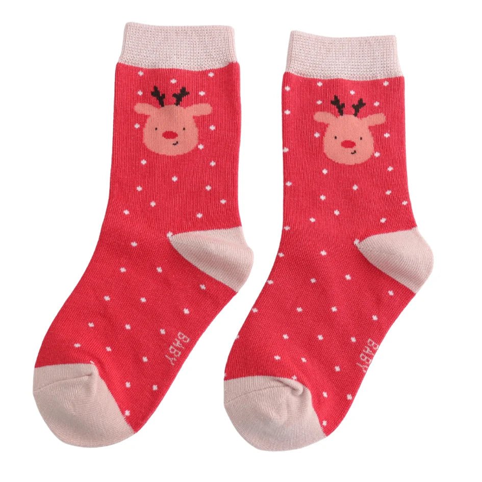 Sparrow Baby Red Reindeer Socks - Simply Rye